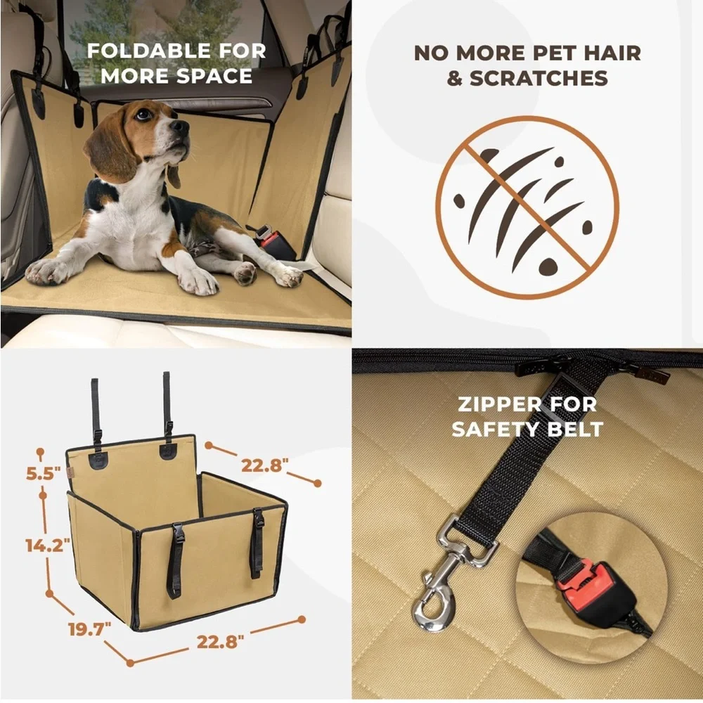 Dog Car Seat Tan Extra Stable